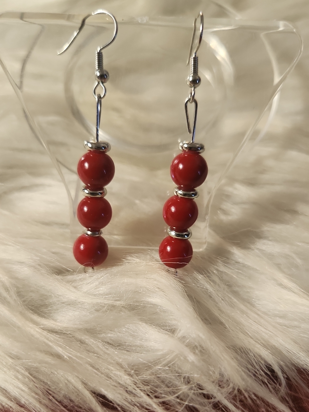 Classic Red Beaded Drop Earrings - Women Jewelry